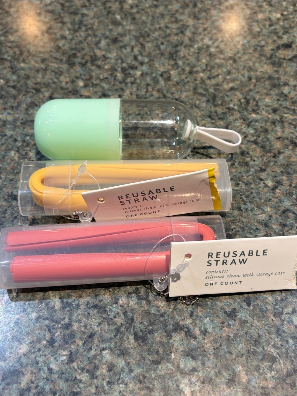 Reusable Silicone Straw Set with Carry Case and Small Pill Case Office Set